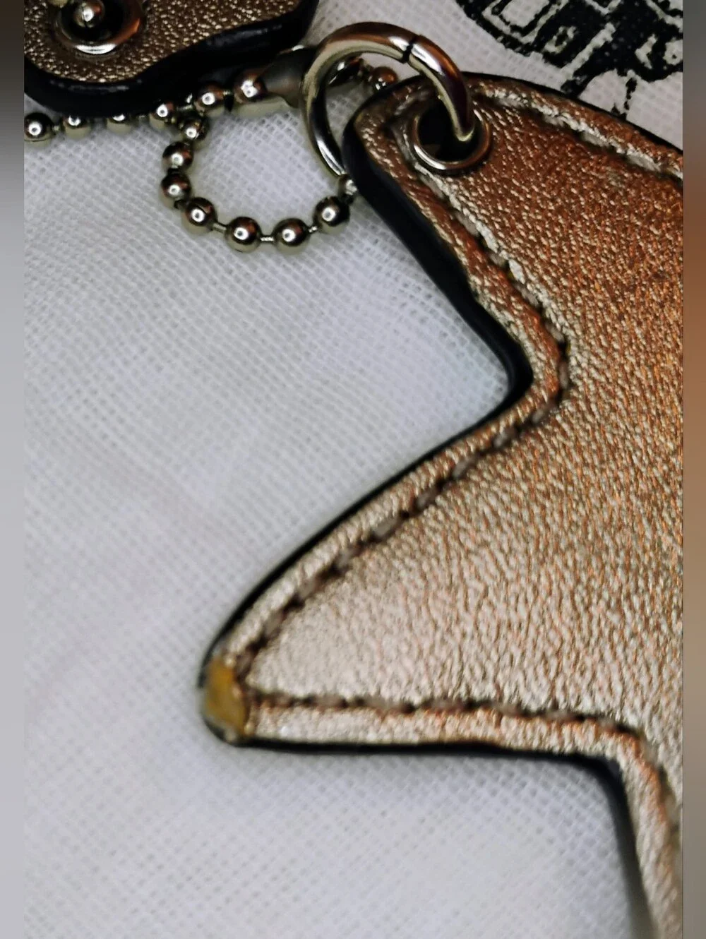 3FER Coach Bag Charms - Brushed Pewter/Gold Star, Hang Tag, Coach Script